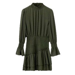 Inca Ruched Frilled Mini Dress